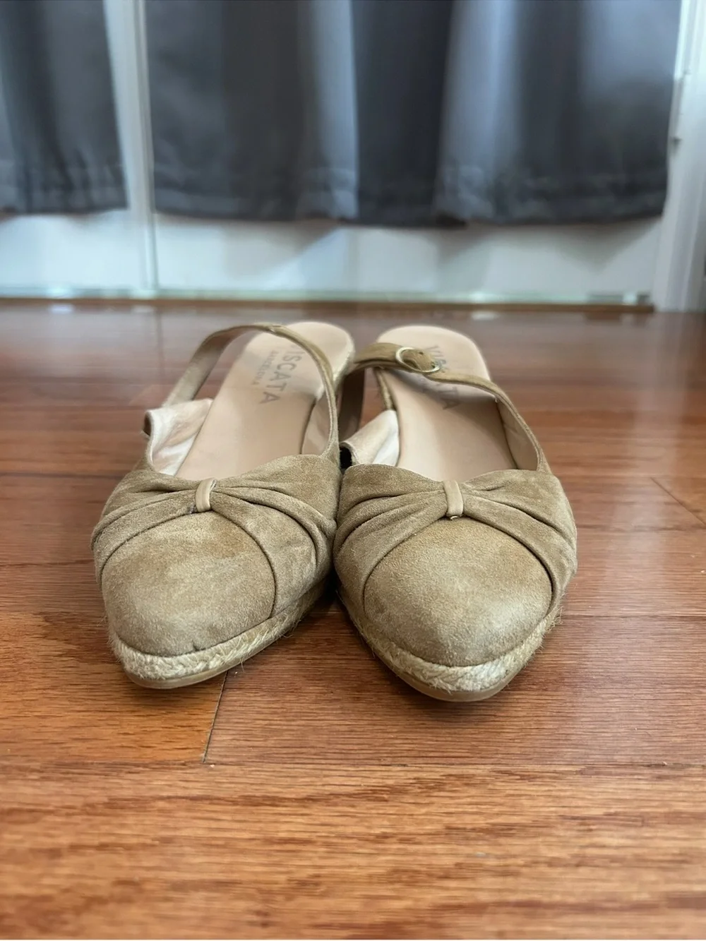 Viscata Spain Taupe Suede Espadrille Wedge Sandals Size 41 Slingback